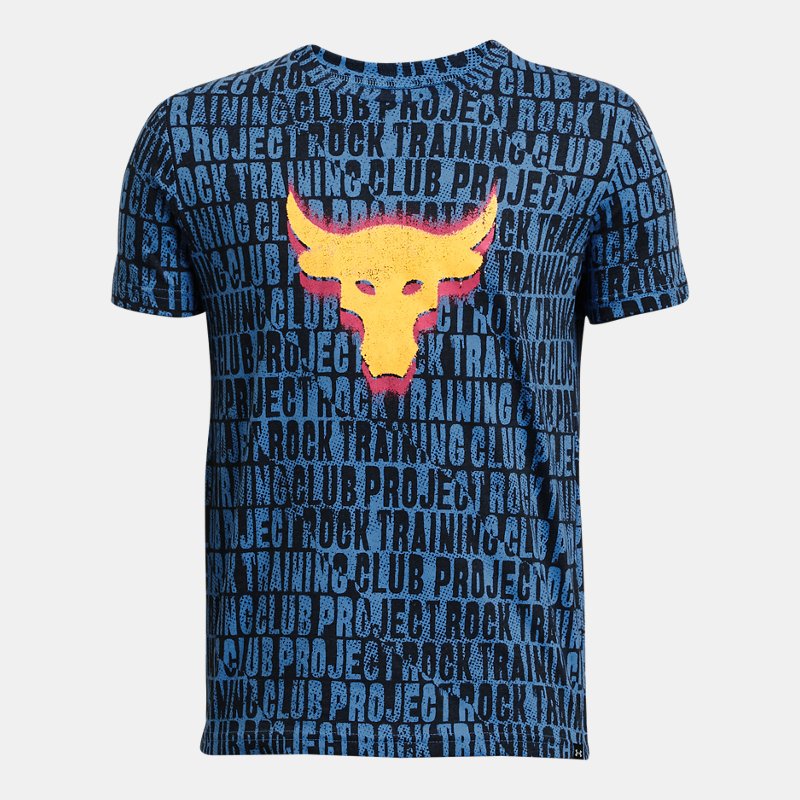 Project Rock BB Kurzarm-Shirt mit Print für Jungen Viral Blau / Astro Rosa / Schwarz YXL (160 - 170 cm) von Under Armour