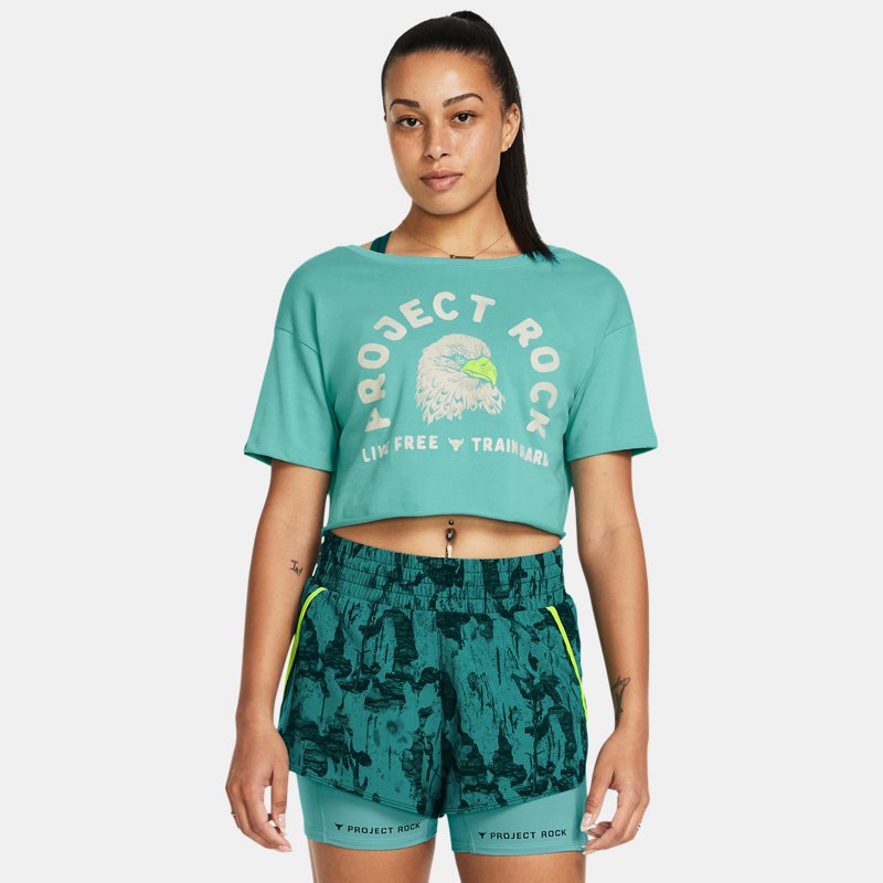 Project Rock Balance T-Shirt mit Grafik für Damen Grün Wave / High Vis Gelb / Silt XL von Under Armour