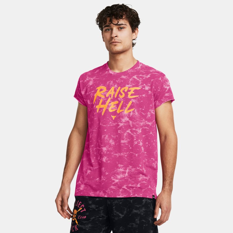 Project Rock Raise Hell T-Shirt mit Flügelärmeln für Herren Astro Rosa / Nova Orange L von Under Armour