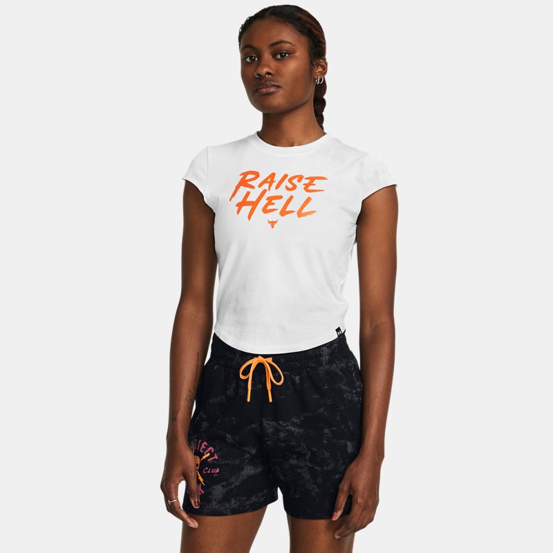 Project Rock Underground T-Shirt mit Flügelärmeln für Damen Weiß / Schwarz M von Under Armour