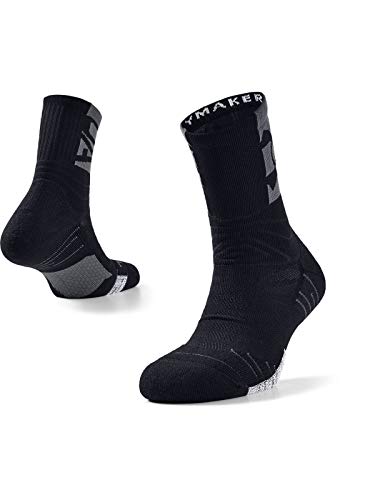 Under Armour Atmungsaktive Sportsocken, Laufsocken mit dynamischem Halt und Flexibilität Erwachsenen Playmaker Crew Socken, Black/Pitch Gray/Black (001), L, 1356615-001 von Under Armour