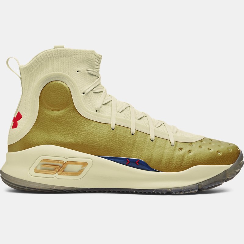 Under Armour Curry 4 Retro-Basketballschuhe für Herren Lemon Ice / Metallisch Gold / Rot 40.5 von Under Armour