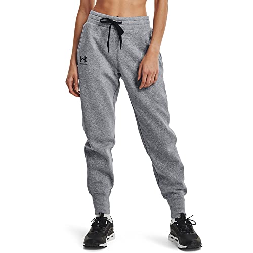 Under Armour Damen Rival Fleece Joggers Hose, Steel Medium Heather / Black Black, L EU von Under Armour