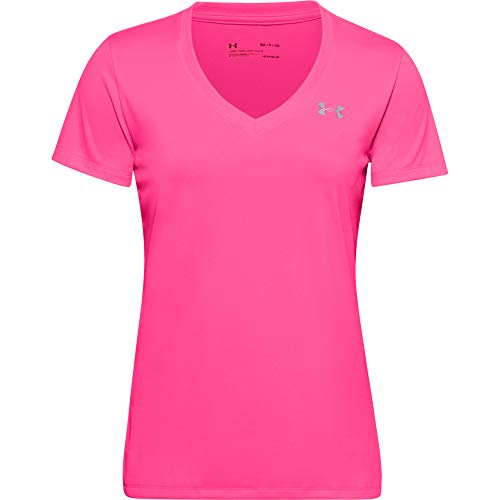 Under Armour Damen Tech Short Sleeve V - Solid, atmungsaktives Laufshirt für Frauen, kurzärmliges Trainingsshirt mit loser Passform von Under Armour