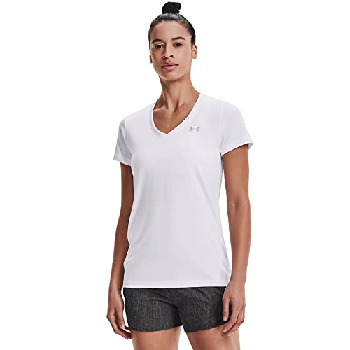Under Armour Damen Fitness T-Shirt und Tank Tech Short Sleeve V, White, XXL, 1255839 von Under Armour