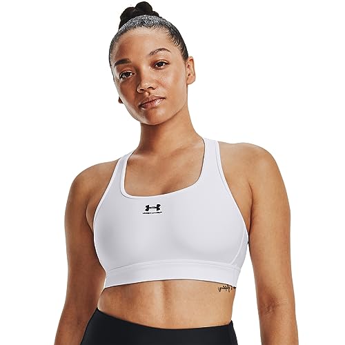 Under Armour Damen Ua Authentics Mid Padless Sport BH Mit Mittlerer Unterstützung, Schweißableitender Ohne Polster, Weiß, M EU von Under Armour