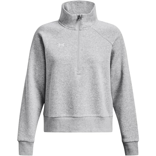 Under Armour Damen UA Rival Fleece Half Zip Sweatshirt, Mod Grey Light Heather/Weiß, L von Under Armour