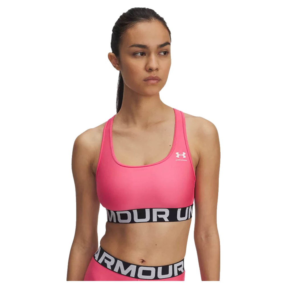 Under Armour Heatgear Branded Medium Impact Sports Bra Rosa S Frau von Under Armour