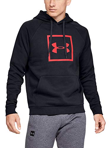 Under Armour Herren Rival Fleece Box Logo Hoodie, sportlicher Kapuzenpullover, robustes und dehnbares Sweatshirt für Männer mit loser Passform von Under Armour