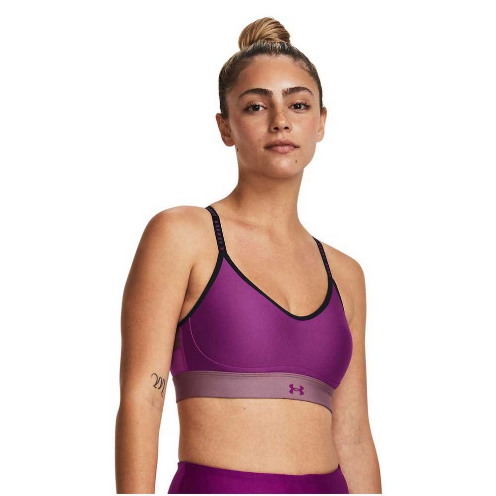 Under Armour Infinitu Covered Sports Top Low Support Lila M Frau von Under Armour