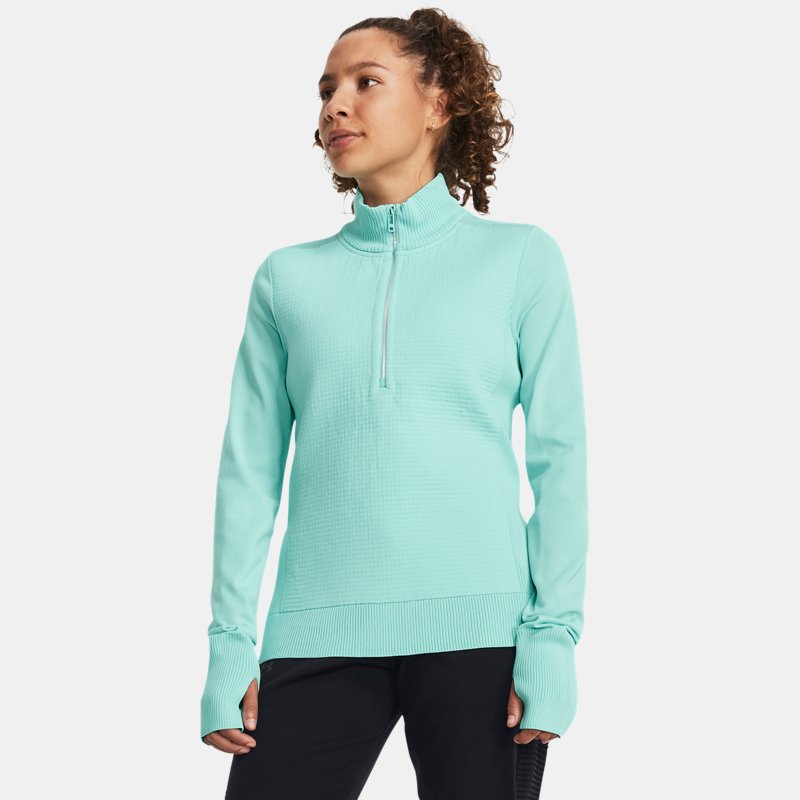 Under Armour IntelliKnit Run Oberteil mit ½ Zip für Damen Neo Turquoise / Reflektierend XS von Under Armour