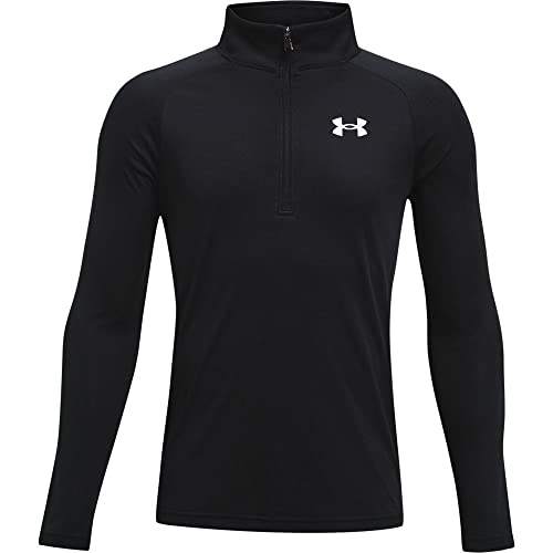 Under Armour Jungen UA Tech 2.0 1/2 Zip, leichtes, langärmeliges Sportshirt mit halbem Reißverschluss, schweißableitendes und schnell trocknendes Funktionsshirt, Schwarz, YL/147-158 von Under Armour