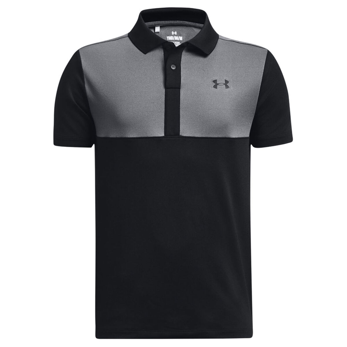 Under Armour Junior Performance Colorblock Golf Polo Shirt, Unisex, Black/grey/black, 7-8 years | American Golf von Under Armour