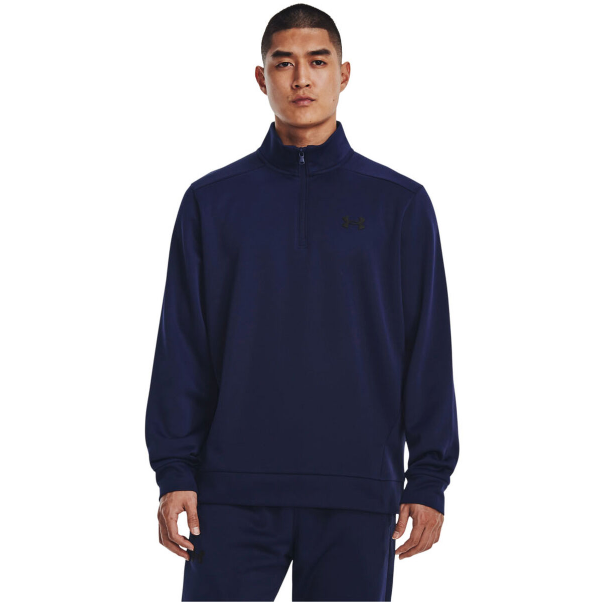 Under Armour Blue and Black Lightweight Fleece Half Zip Golf Midlayer, Size: Small | American Golf von Under Armour