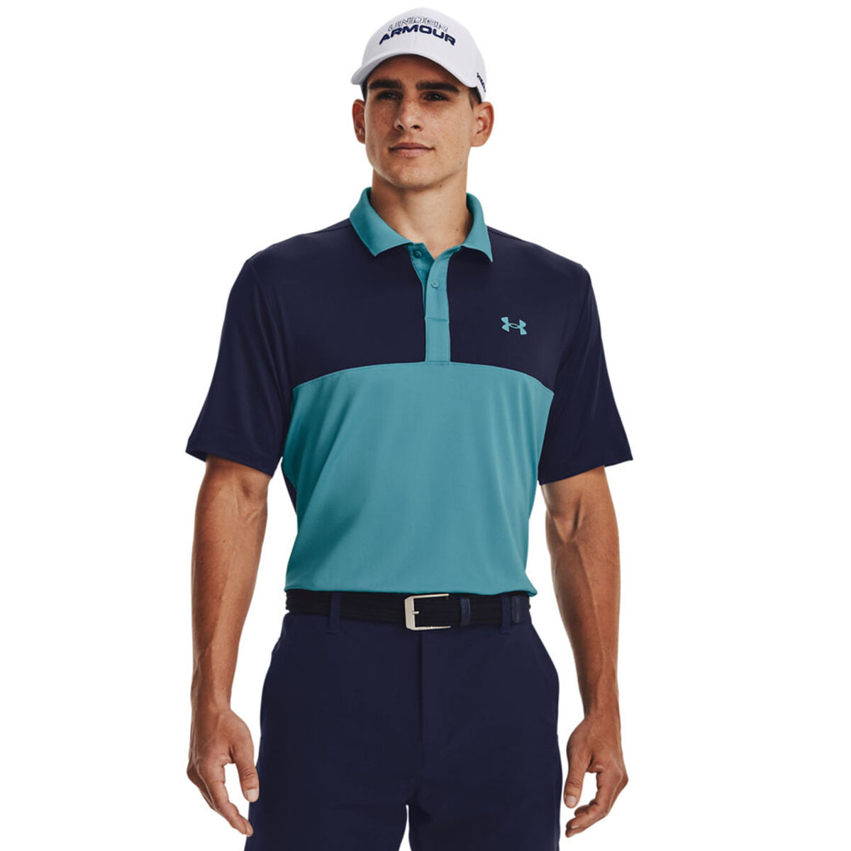 Under Armour Men's Performance 3.0 Colourblock Golf Polo Shirt, Unisex, Glacier blue/midnight/glacier, Small | American Golf von Under Armour