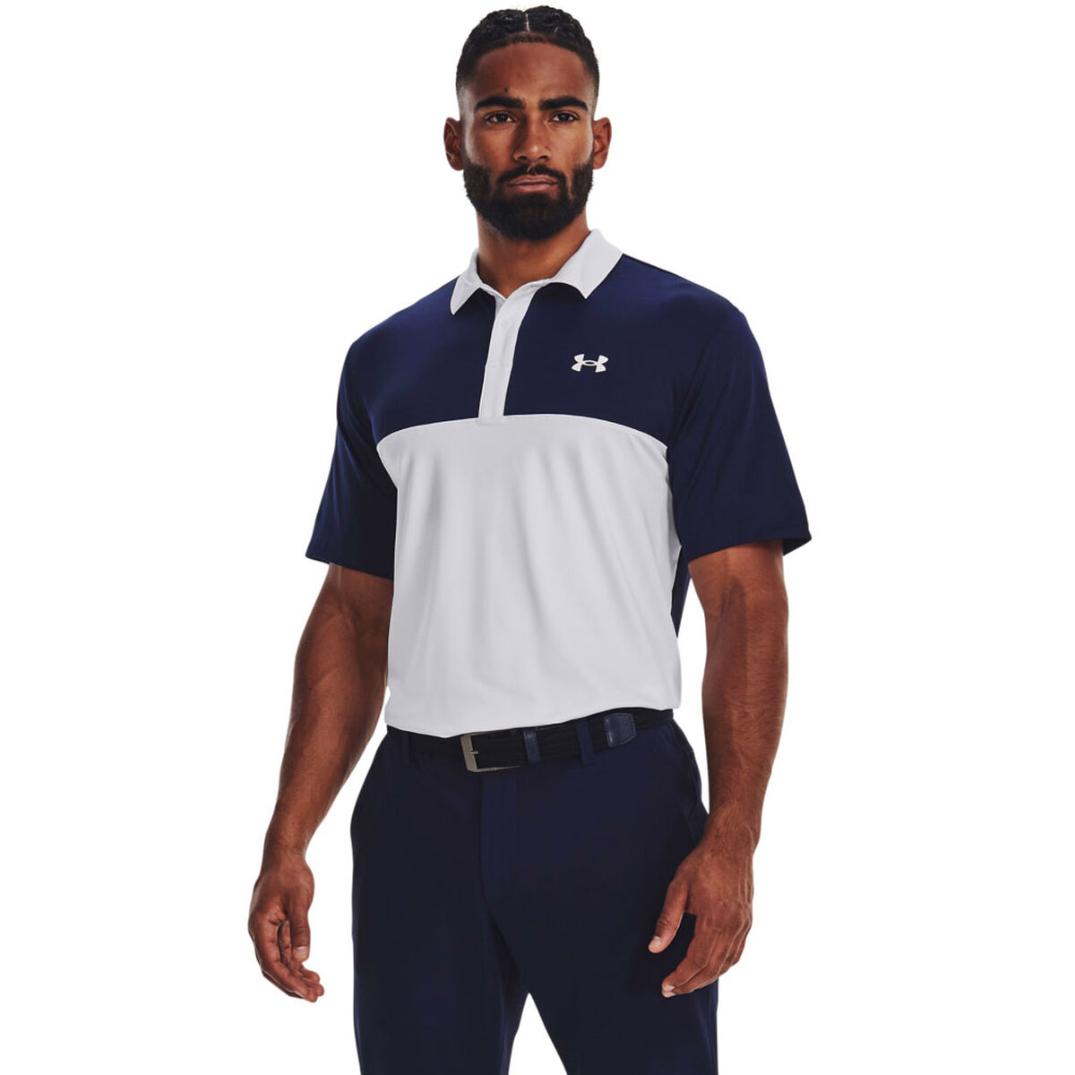 Under Armour Men's Performance 3.0 Colourblock Golf Polo Shirt, Unisex, White/navy/white, Large | American Golf von Under Armour
