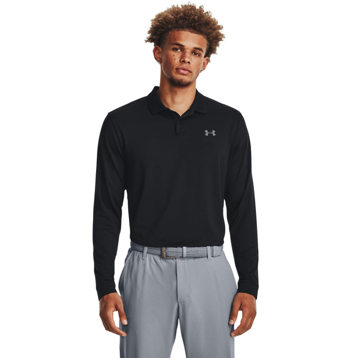 Under Armour Men's Black and Grey Performance 3.0 Long Sleeve Golf Polo Shirt, Size: XL | American Golf von Under Armour
