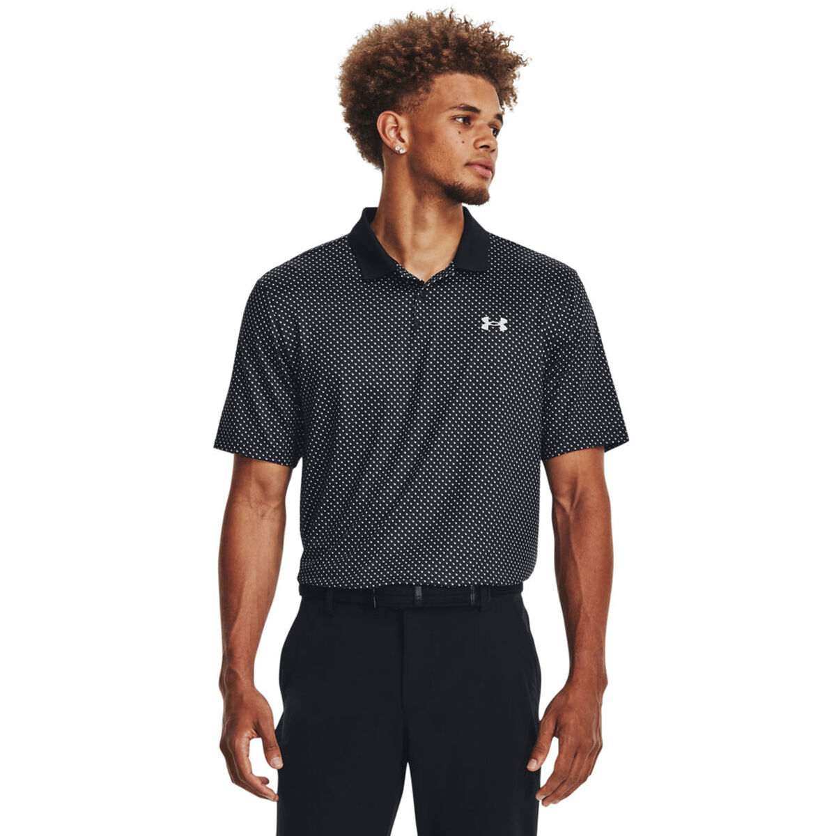 Under Armour Men's Performance 3.0 Printed Golf Polo Shirt, Mens, Black/halo gray, Small | American Golf von Under Armour