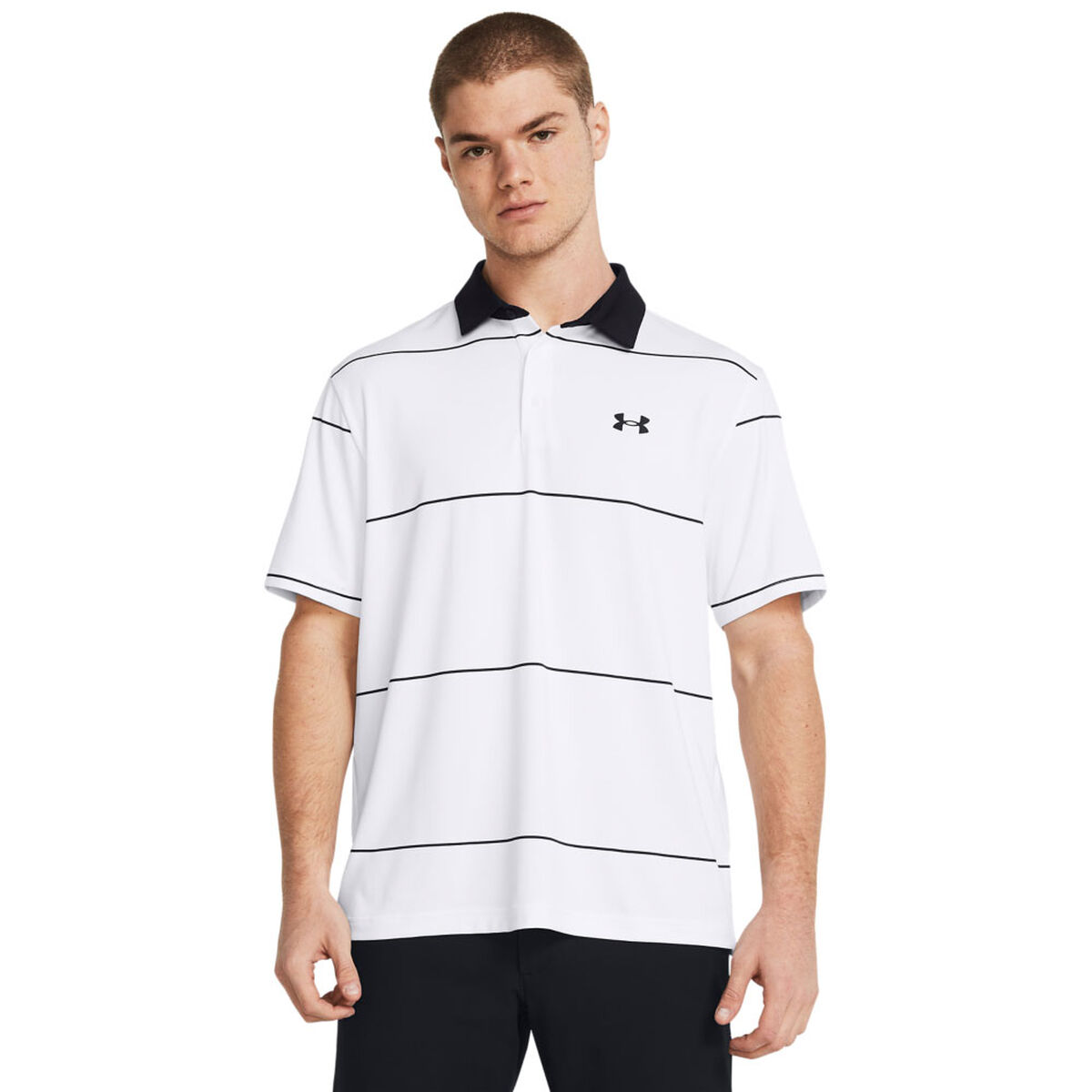 Under Armour Men's Playoff 3.0 Club House Stripe Printed Golf Polo Shirt, Mens, White/black, Xxl | American Golf von Under Armour