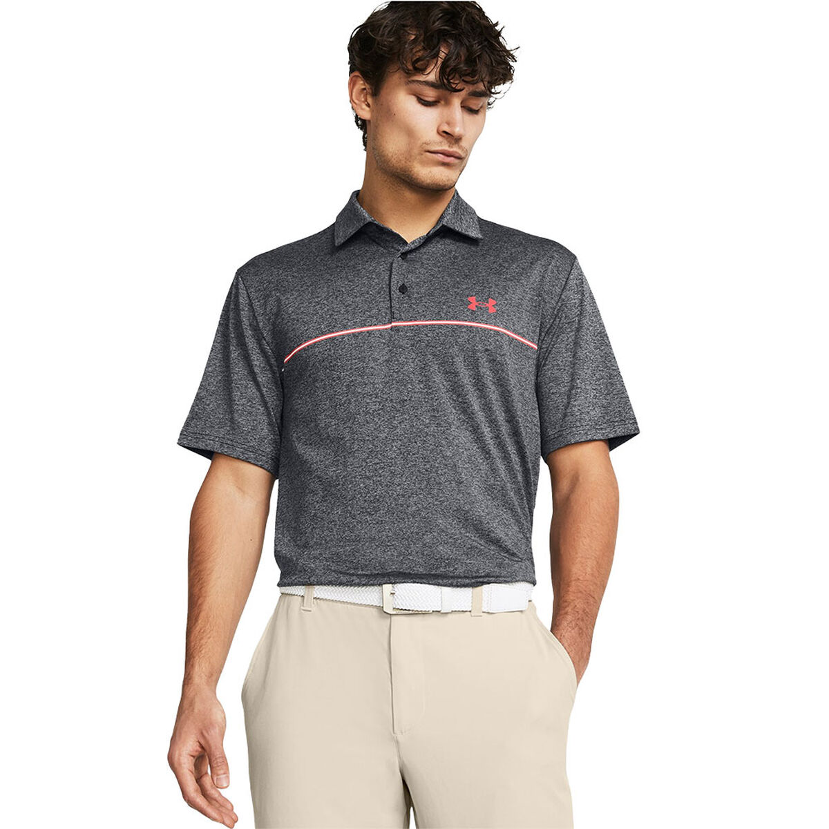 Under Armour Men's Playoff 3.0 Slice Stripe Printed Golf Polo Shirt, Mens, Black solstice, Small | American Golf von Under Armour