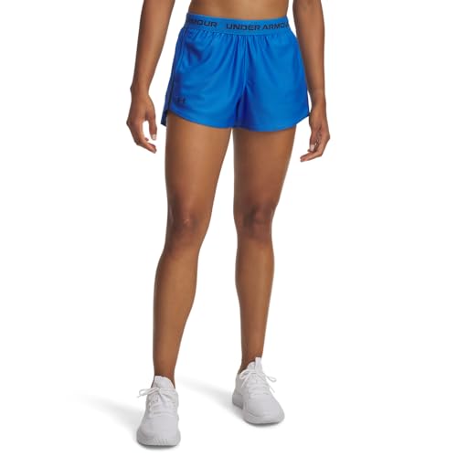 Under Armour Damen Tech Play Up Shorts, weiche Sport Shorts aus leichtem Strickstoff, Kurze Sporthose mit offenen Seitentaschen,Blue Atlantis / / Washed Navy,SM von Under Armour