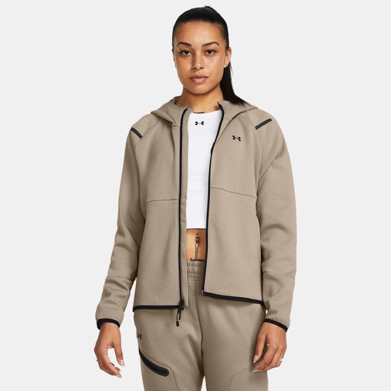 Under Armour Unstoppable Fleece mit durchgehendem Zip für Damen Timberwolf Taupe / Schwarz XL von Under Armour