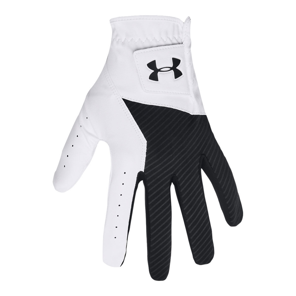 Under Armour White and Black Lightweight Colourblock Medal Left Hand Golf Glove, Size: Large | American Golf von Under Armour