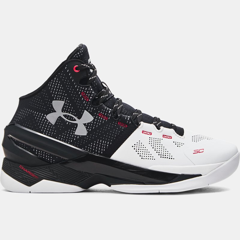 Unisex Curry 2 Basketballschuhe Weiß / Schwarz / Metallisch Silber 41 von Under Armour