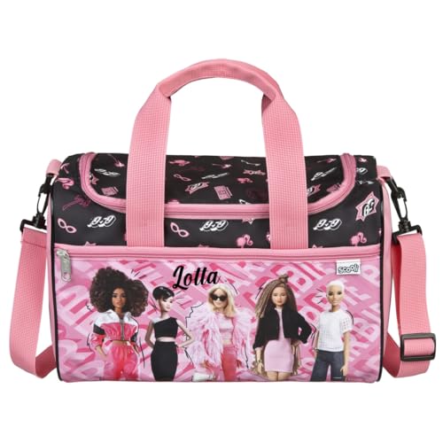Kleine Sporttasche Barbie Kinder - Personalisiert mit Name - Reisetasche Kindertasche Mädchen rosa von Undercover