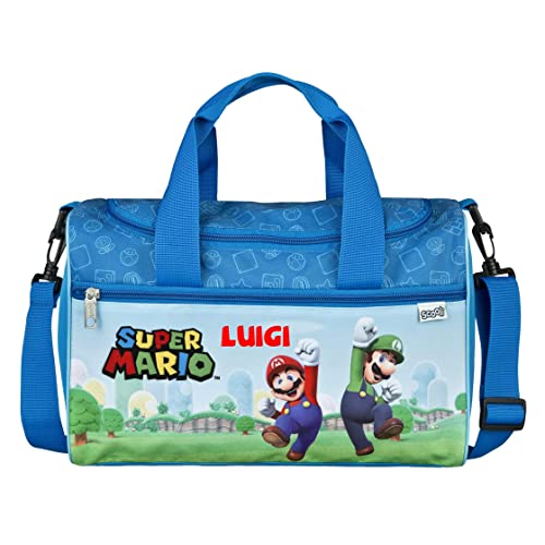 Undercover Sporttasche Jungen mit Namen personalisiert | Motiv Super Mario mit Luigi in blau | Kleine Reisetasche Sportbeutel Kinder von Undercover