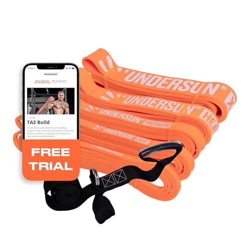 Undersun Widerstandsband für Workout, 18 - 36,3 kg (schwer) Übungsbänder, Krafttrainingsbänder für Workout, Stretching, Physiotherapie, Orange von Undersun