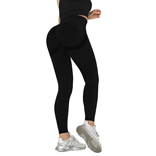 Uni-Wert Damen Leggings Tech Mesh Yoga Fitness Hose Lange Streetwear Sporthose mit Netzeinsätzen, Stil 6 - Schwarz, L von Uni-Wert