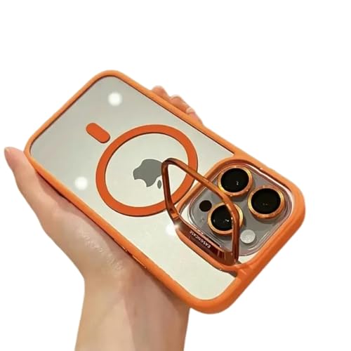 UniPrime iPhone 12 Hülle Telefonhülle Für iPhone 15 12 13 14 11 Pro Max -Kamera Glas Transparent Metallringabdeckung-Für Iphone11Promax-Orange von UniPrime