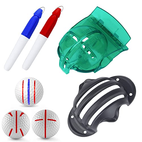 Uniclife 4-8 PCS Golf Ball Liner Template Linear Alignment Kit für Putt Ball Marking Tools mit maximal 4 Golf Ball Line Drawing Marking Stencils und 4 Bunte Marker Pens von Uniclife