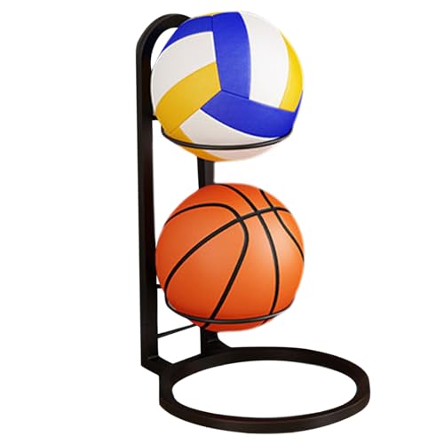 Basketballhalter, 2 Schicht Kohlenstoffstahl -Basketballregal, vertikaler Ballhalter, Hochleistungs -Basketballstand für Home Ball -Lagerung von Unicoco