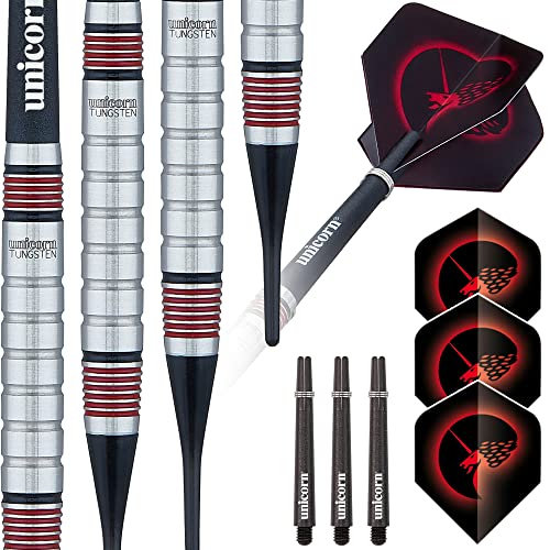 Unicorn Core Plus | Style 2 | Dartpfeile mit weicher Spitze, Silber/schwarz, 19 g von Unicorn