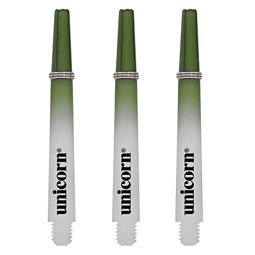 Unicorn Dart-Schäfte | Gripper 3 zweifarbig | strapazierfähiges Nylon | Medium 44,2 mm | Grün & Weiß | 3 Schäfte von Unicorn