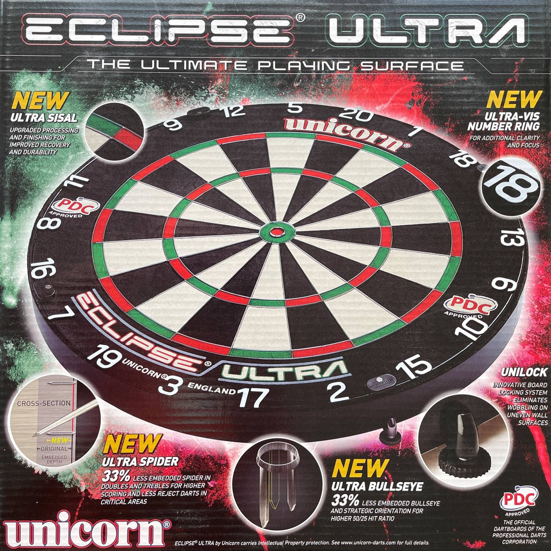 Unicorn Eclipse Ultra Dartboard mit UniLock PDC Ultra von Unicorn