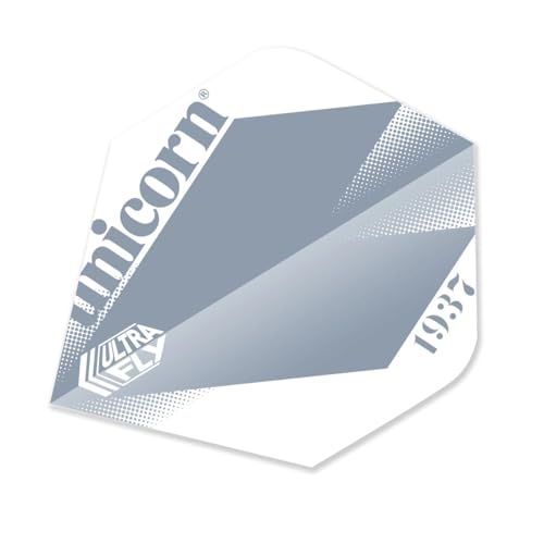 Unicorn Einhorn Ultrafly Dart Flights, 100 Micron – Metallic – Big Wing – Comet – 1 Set (3 Flights), AM1036, Silber von Unicorn