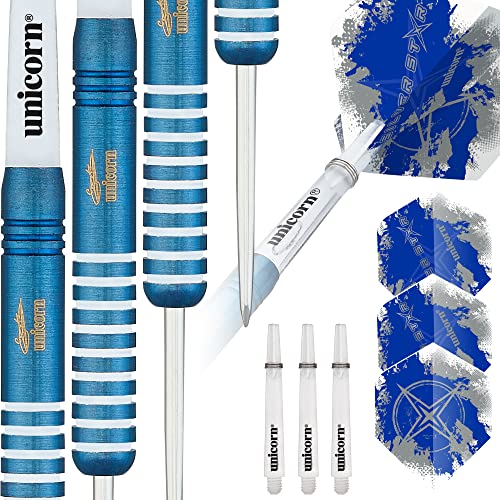 Unicorn Steel Tip Darts Silver Star Gary Anderson Dartpfeile mit Stahlspitze, blau, 27 g von Unicorn