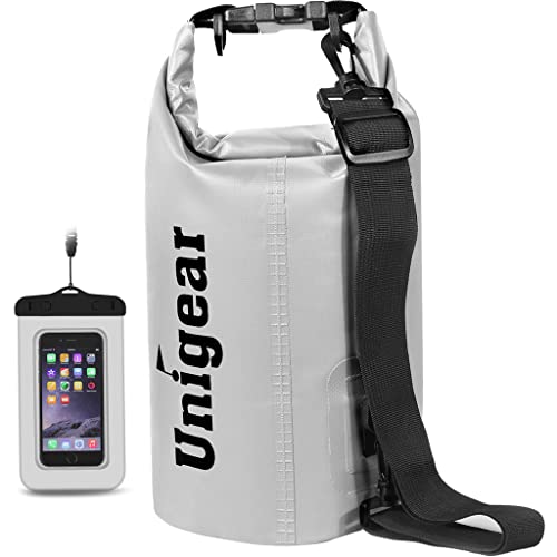 Unigear Dry Bag, Wasserdicht Taschen mit Handytasche und Gurte für Boot und Kajak, Angeln, Rafting, Schwimmen, Camping und Snowboarden, MEHRWEG 10L Weiß von Unigear