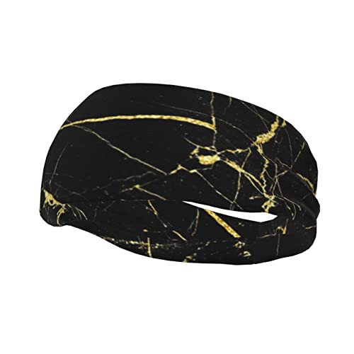 Schwarz Gold Marmor Sport Stirnbänder Für Männer Frauen Elastisches Schweißband Feuchtigkeitstransport Stirnband Workout Haarband Für Laufen Fitness Training von Uniond
