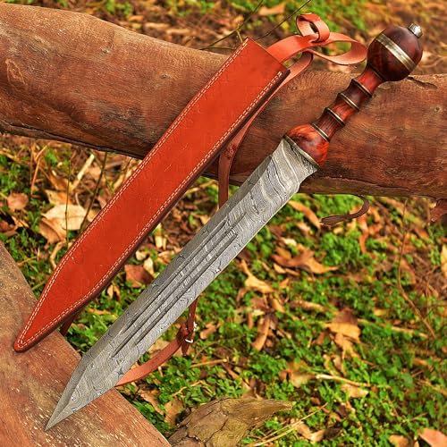 UNIQUE BLADES 26" Handmade Damascus Steel Gladiator Sword/Battle Ready Viking Sword with Scabbard von Unique Blades