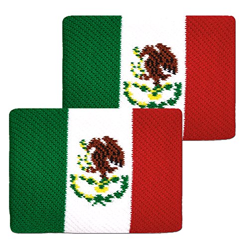 Tourna Unique Sports Flaggen-Armbänder, Mexiko-Flagge Schweißbänder von Tourna