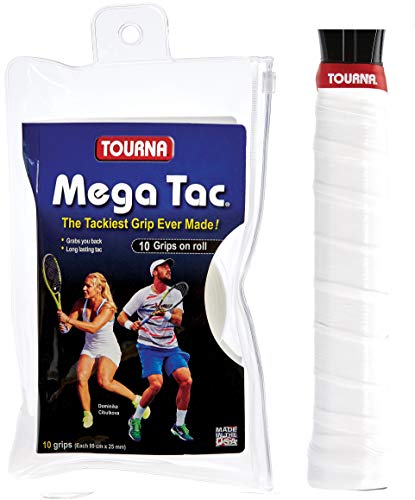 Unique Unisex – Erwachsene Tennis Griffbänder Mega Tac Weiß 10er, One Size von Tourna