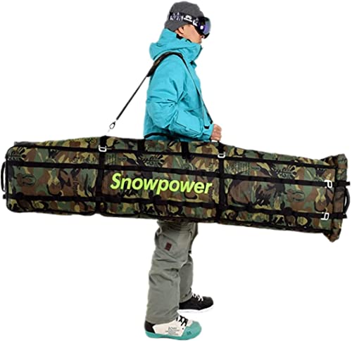 Unistrengh - wasserdichte Snowboardtasche Rollen Skitasche Snowboard Roller Bag gepolstert Skisack Teleskop-Tragetasche mit schuhfach Boardbag Wheels 100-210cm Verstellbarer Größe Camouflage von Unistrengh