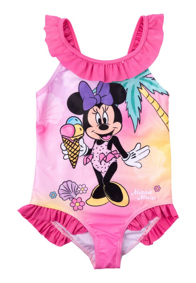 United Labels® Badeanzug Minnie Mouse Badeanzug mit Rüschen für Mädchen Schwimmanzug Pink von United Labels®