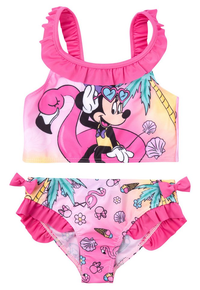 United Labels® Bustier-Bikini Disney Minnie Mouse Bikini mit Rüschen für Mädchen Zweiteiler Pink von United Labels®