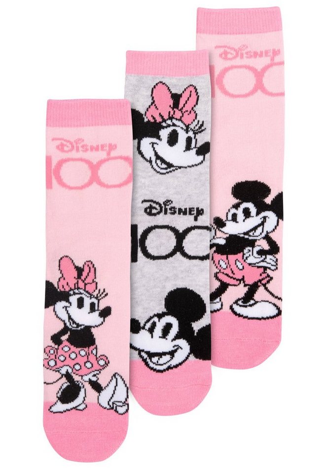 United Labels® Socken Minnie Mouse Socken Mädchen - Kindersocken Sneaker Rosa (3er Pack) von United Labels®