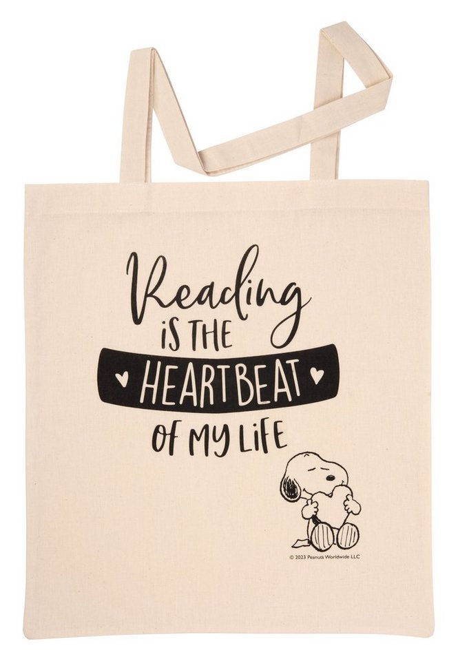 United Labels® Tragetasche The Peanuts Snoopy Stoffbeutel Reading is the heartbeat Beige von United Labels®